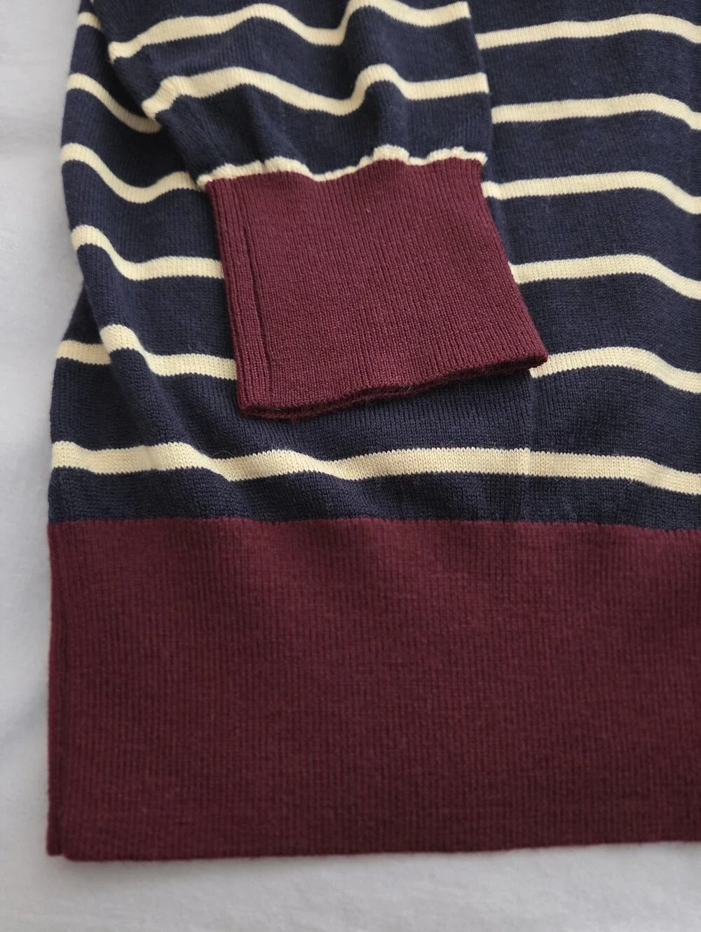 Brooks Brothers Mens Wool Half-Zip SweateR -NAVY/YELLOW STRIPES -XL